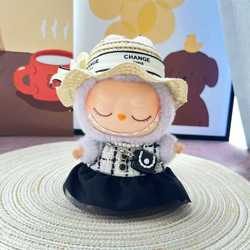 [Clothes only] First and second generation keychain Labubu clothes pendant Labubu pearl style small fragrant skirt women