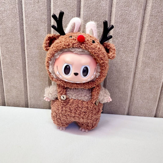 17Cm blind box Labubu cloth for pure handmade series little dinosaur onesie set labubu pendant Christmas outfit
