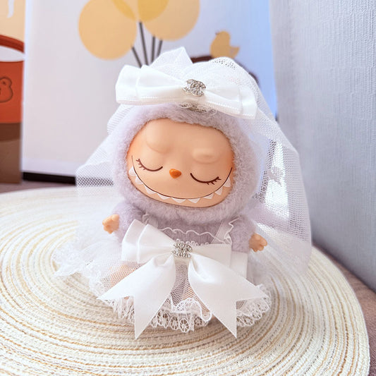 [Clothes only] One, two and three generations Labubu clothes pendant Labubu sitting baby clothes Xiaoxiang wedding dress two-piece set
