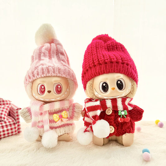 [Clothes only] First and second generation keychain Labubu clothes pendant Labubu sitting party winter knitted suit