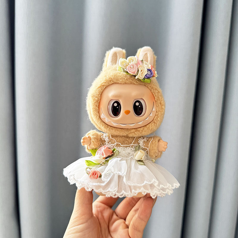 [Clothes only] First and second generation keychain Labubu clothes pendant Labubu baby clothes dress pearl hair accessories