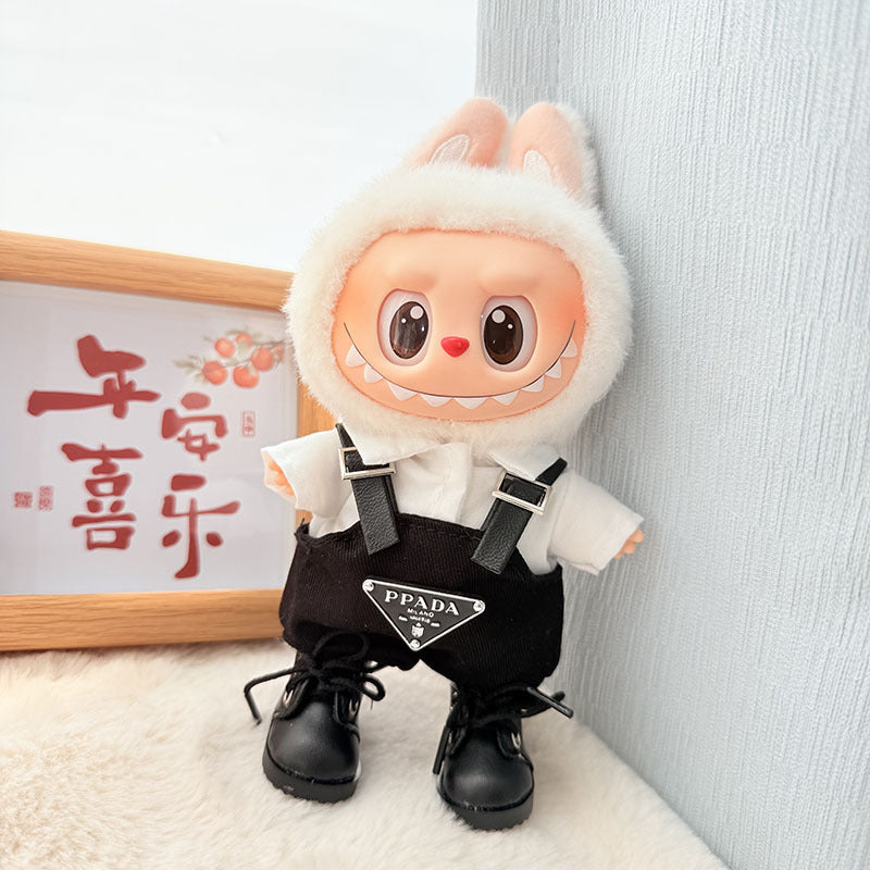 [Clothes only] First and second generation keychain Labubu clothes pendant Labubu baby clothes inverted triangle overalls hat