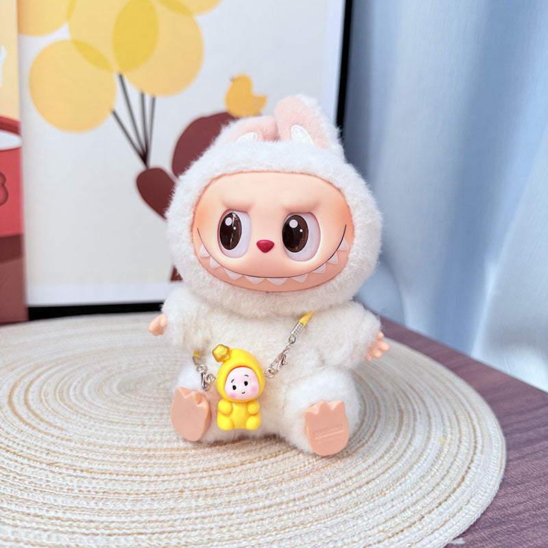 [Clothes only] One, two and three generations Labubu clothes pendant Labubu sitting baby clothes, small new overalls, cute and cute.
