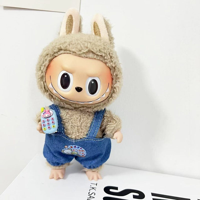 Clothes only] Baby clothes 17cm pendant Labubu clothes Labubu doll with overalls series cute and cute