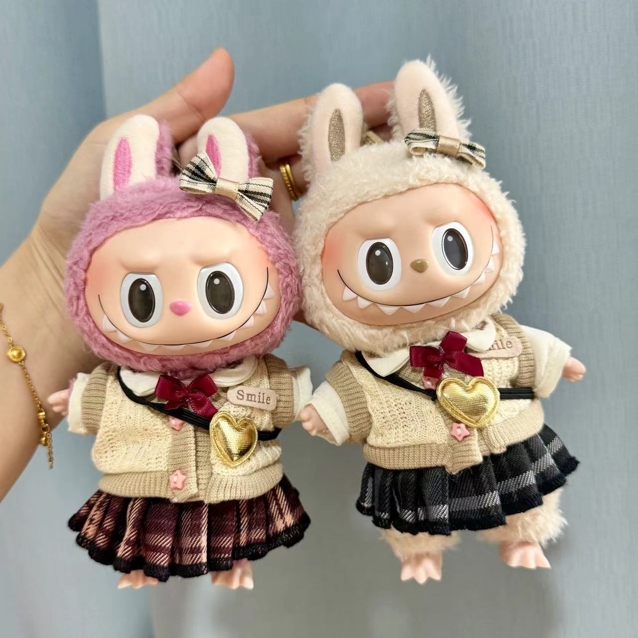 [Clothes only] 17cm pendant blind box Labubu baby clothes keychain Labubu doll for JK skirt set cute