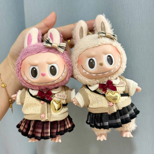 [Clothes only] 17cm pendant blind box Labubu baby clothes keychain Labubu doll for JK skirt set cute