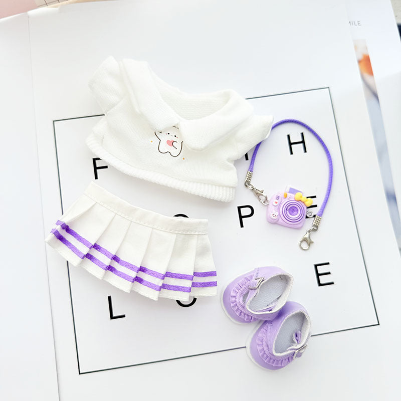 [Clothes only] 17cm Labubuva clothes LABUBU blind box sitting party first, second and third generation rainbow T suit.