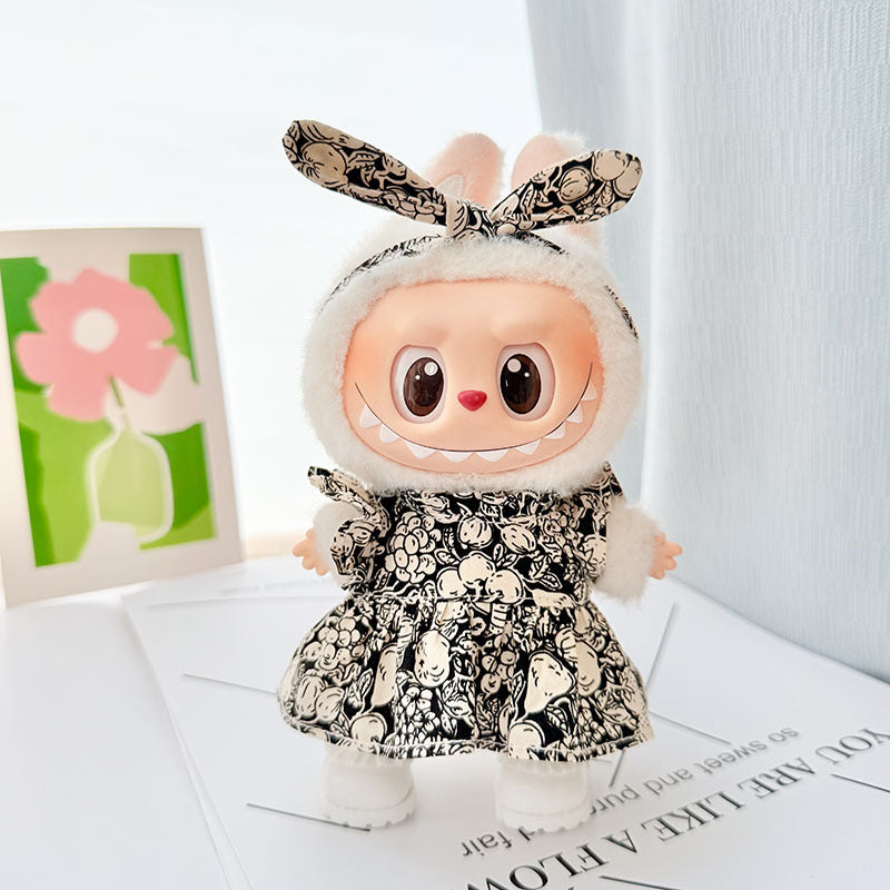 [Clothes only] First and second generation keychain Labubu clothes pendant Labubu baby clothes children's fun flower and fruit skirt set