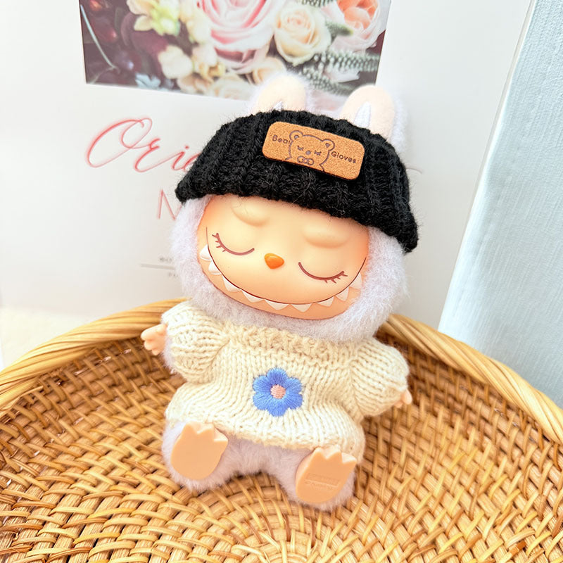 [Clothes only] First and second generation keychain Labubu clothes pendant Labubu baby clothes pink and blue flower sweater