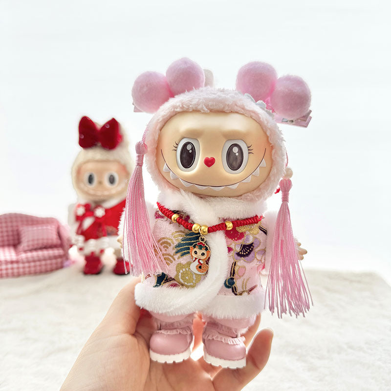 [Clothes only] First and second generation Labubu clothes pendant Labubu sitting party baby clothes New Year purple Tang clothing cute