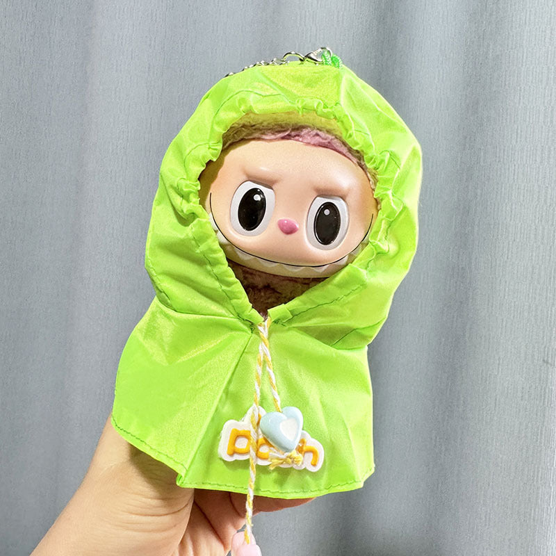 [Clothes only] 17cm labubu cloth blind box pendant doll for small raincoat poncho cute and cute