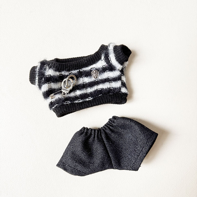 [Clothes only] First and second generation Labubu clothes pendant Labubu sitting party baby clothes handcuffs striped clothes suit