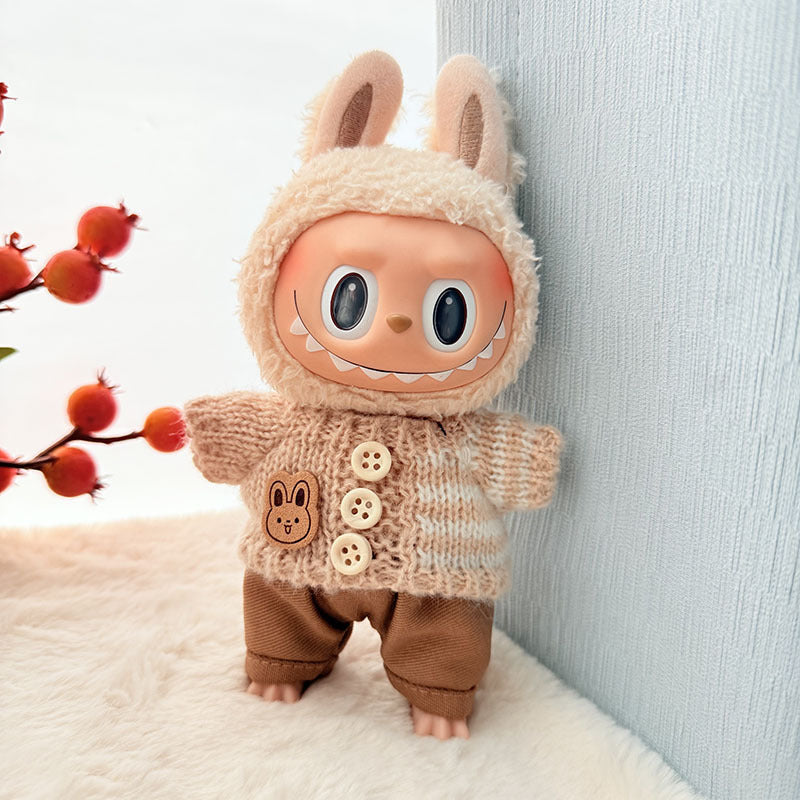 [Clothes only] First and second generation keychain Labubu clothes pendant Rab cloth button sweater jeans set cute