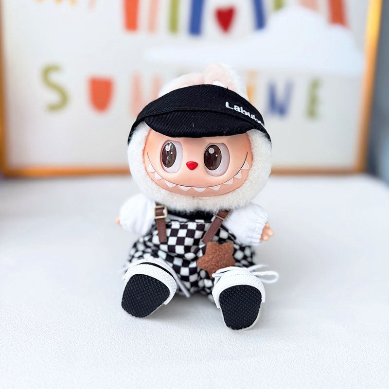 Clothes only] First and second generation Labubu clothes pendant Labubu sitting baby clothes crown belt overalls set