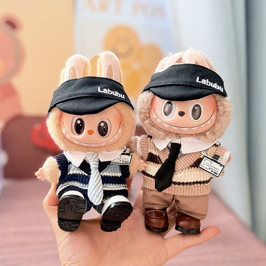 [Clothes only] One, two and three generations Labubu clothes pendant Labubu sitting baby clothes tie vest college style cute