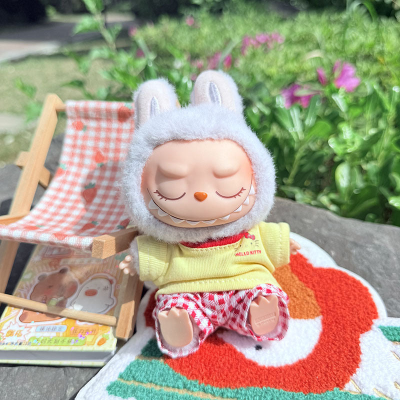[Clothes only] First and second generation keychain Labubu clothes pendant Labubu baby clothes, earphones plaid picnic clothes.