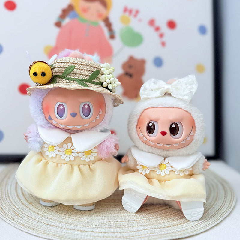 The first, second and third generation Labubu clothes pendant Labubu sitting baby clothes soft light daisy skirt suit women