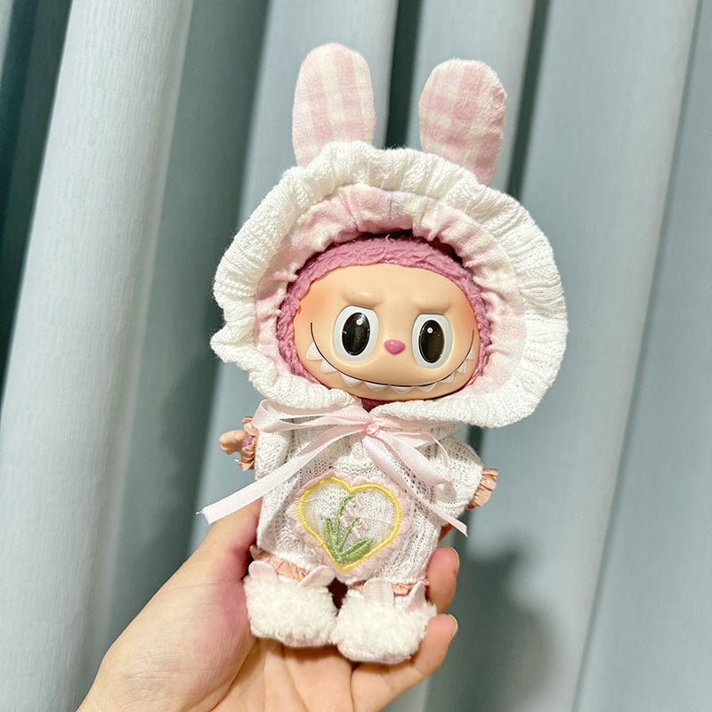 [Clothes only] First and second generation Labubu clothes pendant Labubu sitting party knitted rabbit ear hooded climbing clothes cute