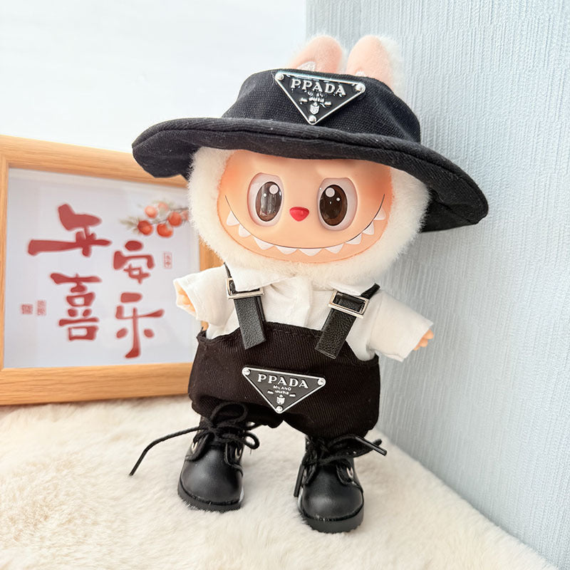 [Clothes only] First and second generation keychain Labubu clothes pendant Labubu baby clothes inverted triangle overalls hat