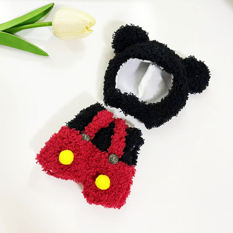 Clothes only] Baby clothes 17cm pendant blind box Labubu clothes Labubu doll for red and black Mickey suit