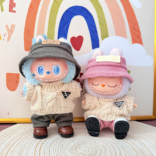 [Clothes only] 17cm Labubuwa clothes LABUBU blind box sitting party one, two, three generations of wool sweet beans