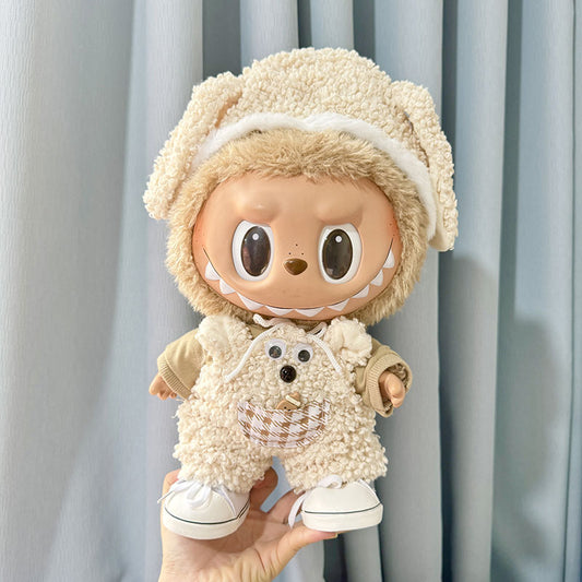 38Cm Labubu plush doll clothes for vinyl Labubu doll clothes Qian Duoduo suit is cute