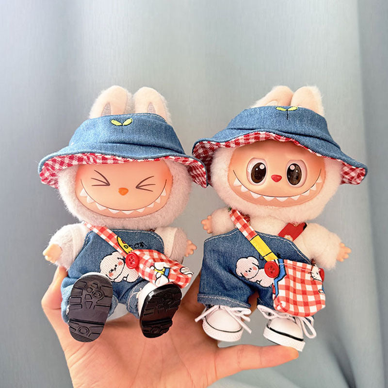 [Clothes only] One, two and three generations of keychains Labubu clothes pendant Labubu baby clothes denim cute dog overalls cute