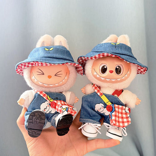 [Clothes only] One, two and three generations of keychains Labubu clothes pendant Labubu baby clothes denim cute dog overalls cute