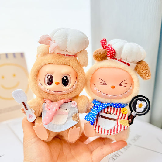 [Clothes only] First and second generation keychain Labubu clothes pendant Labubu baby clothes powder point kitchen fried egg cute treasure