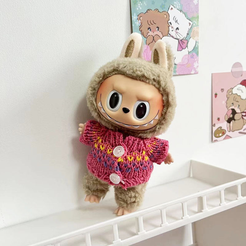 Clothes only] 15cm blind box Macaron Labubu Time to chill pendant doll clothes