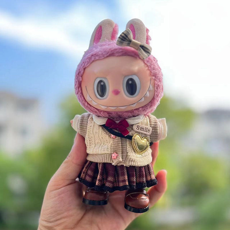 [Clothes only] 17cm pendant blind box Labubu baby clothes keychain Labubu doll for JK skirt set cute