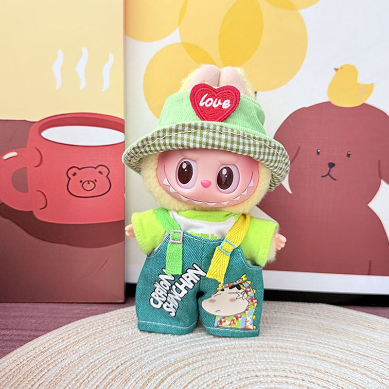 [Clothes only] One, two and three generations Labubu clothes pendant Labubu sitting baby clothes, small new overalls, cute and cute.