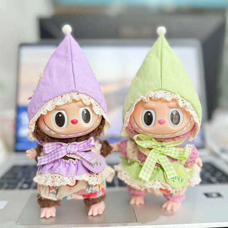 Clothes only] Baby clothes 17cm pendant blind box Labubu clothes Labubu doll for the little witch three-piece set