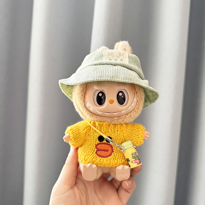 [Clothes only] First and second generation keychain Labubu clothes pendant Rabub sitting blue hat sweater knitted sweater