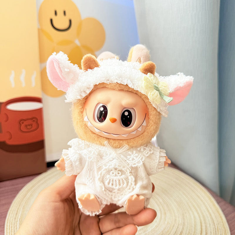 [Clothes only] First and second generation Labubu clothes pendant Labubu sitting baby clothes sweet lamb onesie set