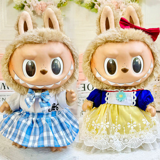 38Cm Labubu vinyl plush doll clothes for Labubu doll clothes Snow White dress JK suit