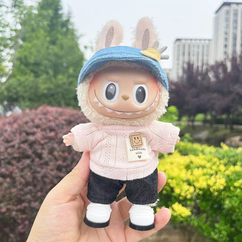 [Clothes only] 17cm labubu cloth blind box pendant doll for toning bubble shirt set cute