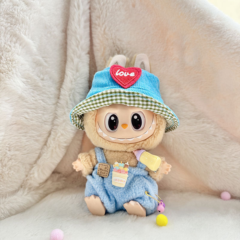 [Clothes only] First and second generation keychain Labubu clothes pendant Labubu bottle overalls + hat set