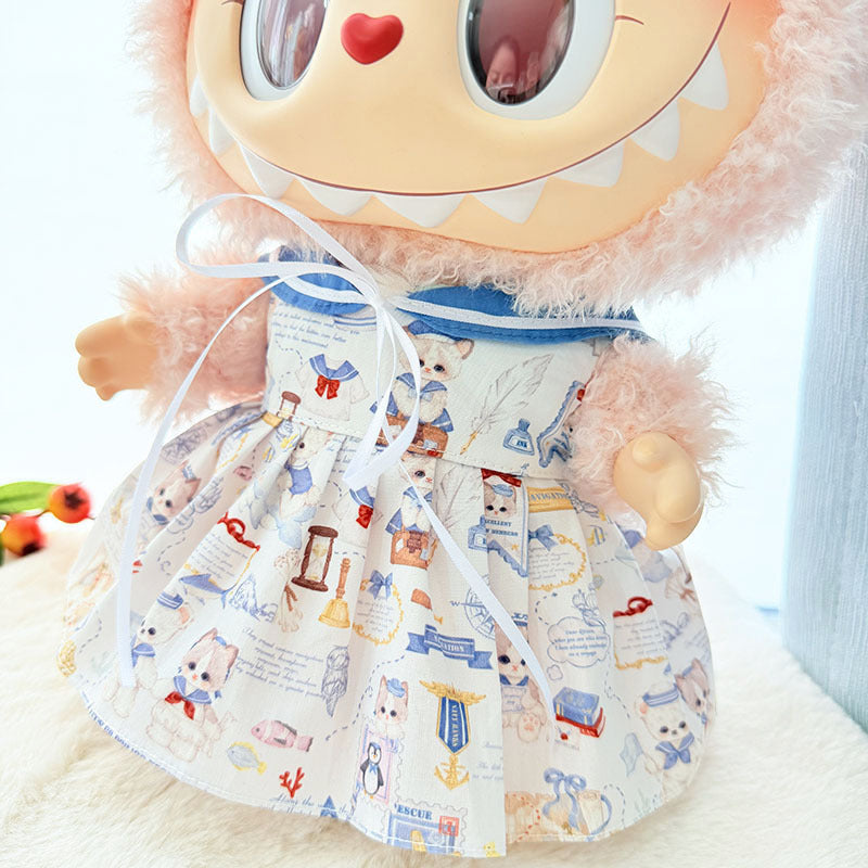 38Cm Labubu plush doll dress for Labubu doll MOKOKO sweetheart sailing penguin suit