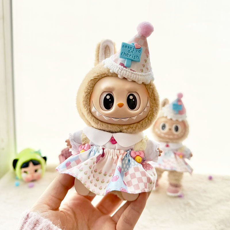 [Clothes only] First and second generation keychain Labubu clothes pendant Labubu sitting party cake hat skirt cute