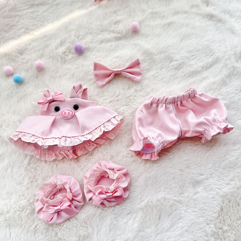 [Clothes only] First and second generation Labubu clothes pendant Labubu sitting party baby clothes pink piggy strap skirt cute