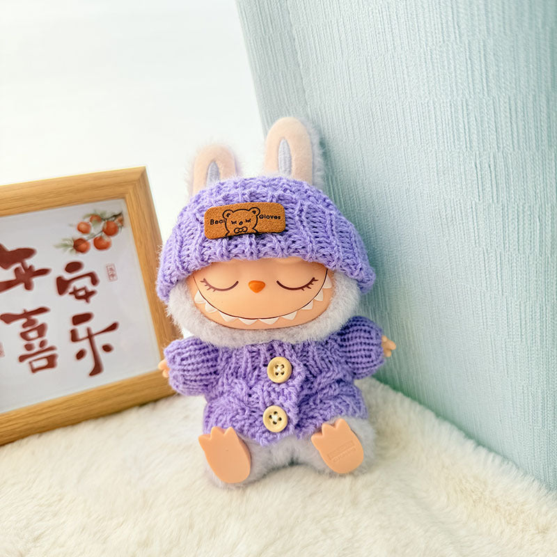 [Clothes only] One, two and three generations of keychains Labubu clothes pendant Labubu baby clothes knitted sweater hat set