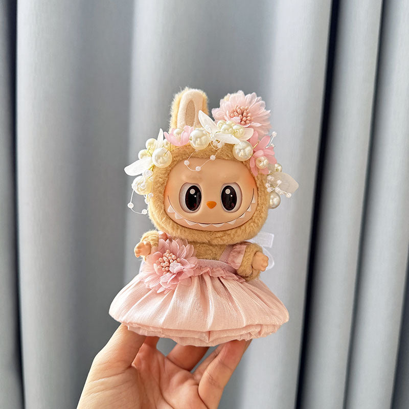 [Clothes only] First and second generation keychain Labubu clothes pendant Labubu baby clothes dress pearl hair accessories