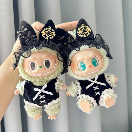 [Clothes only] Second-generation keychain Labubu clothes pendant Labubu sitting party ink love star suit