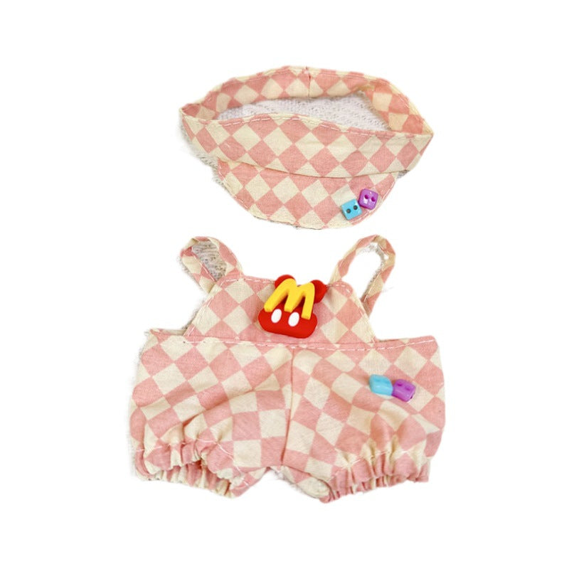 [Clothes only] 17cm pendant Labubu clothes Labubu doll rhombus grid M Danglao overalls set cute