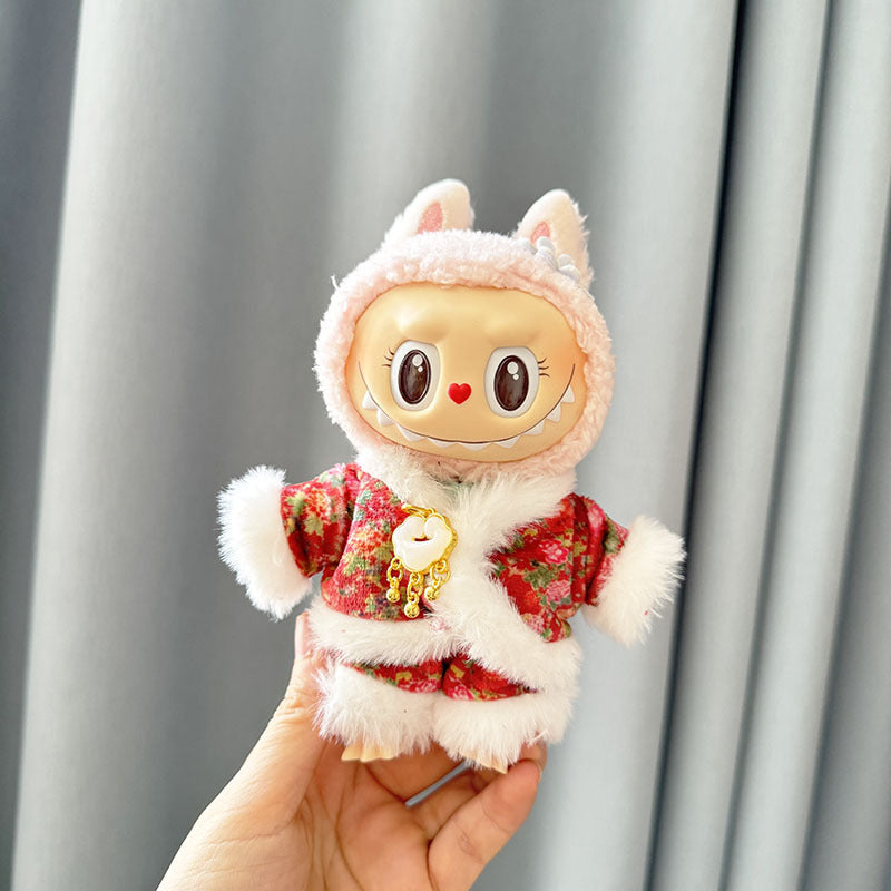 [Clothes only] First and second generation Labubu clothes pendant Labubu sitting party baby clothes burr village flower two-piece set