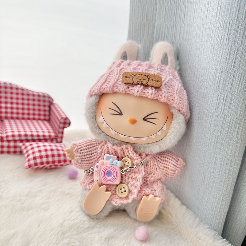 [Clothes only] First and second generation Labubu clothes pendant Labubu sitting party baby clothes wooden button sweater camera clothes