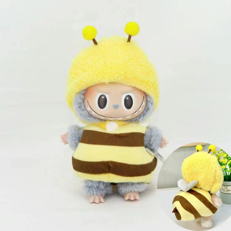 [Clothes only] 17cm bag hanging Labubu blind box Macaron Labubu cow set plush doll