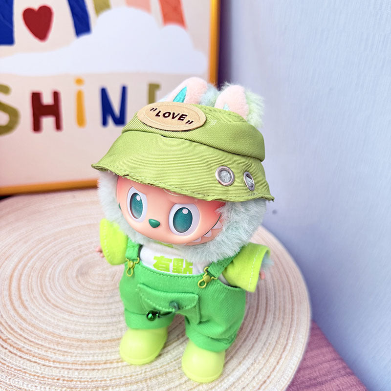 [Clothes only] First and second generation Labubu clothes pendant Labubu sitting baby clothes little craftsman overalls set