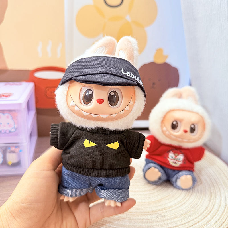 [Clothes only] First and second generation keychain Labubu clothes pendant Labubu baby clothes drinking milk tea bear sweater